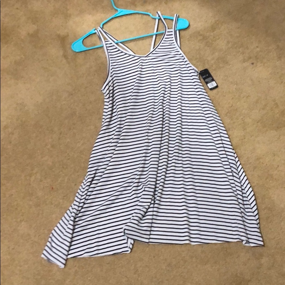 Black and white striped dress